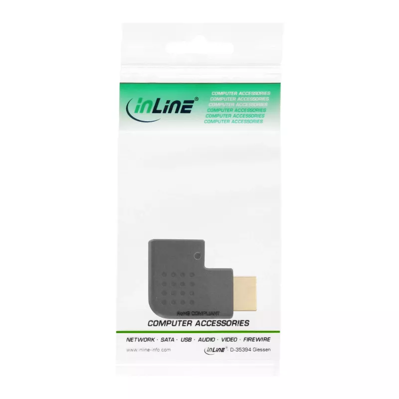 InLine HDMI Adapter male female side angled left gold plated 17600S