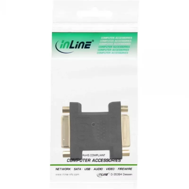 InLine DVI-I Adapter digital + analog 24+5 female / female black gold plated