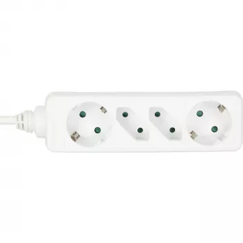 InLine Socket strip, 4-way, 2x CEE7/3 + 2x Euro CEE 7/16, white, 1.5m