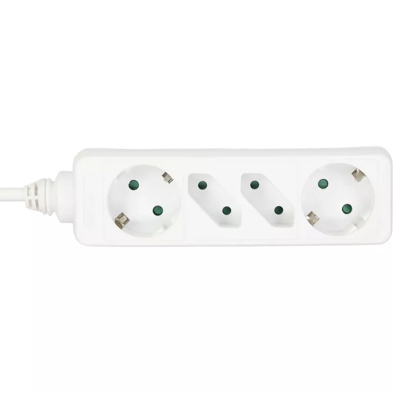 InLine Socket strip, 4-way, 2x CEE7/3 + 2x Euro CEE 7/16, white, 1.5m