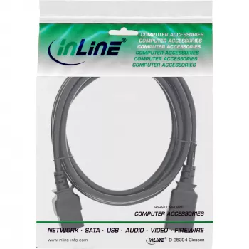 InLine power cable C19 / C20 3-pin IEC male / female black 5m