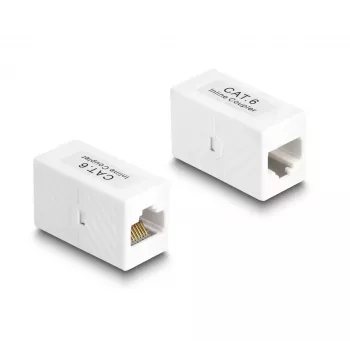 Network Cable DeLOCK Adapter RJ45 jack to RJ45 jack Cat.6 UTP 1m White