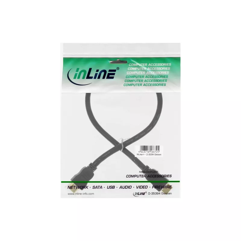 InLine High Speed HDMI Cable with Ethernet, M/M, black, golden contacts, 10m