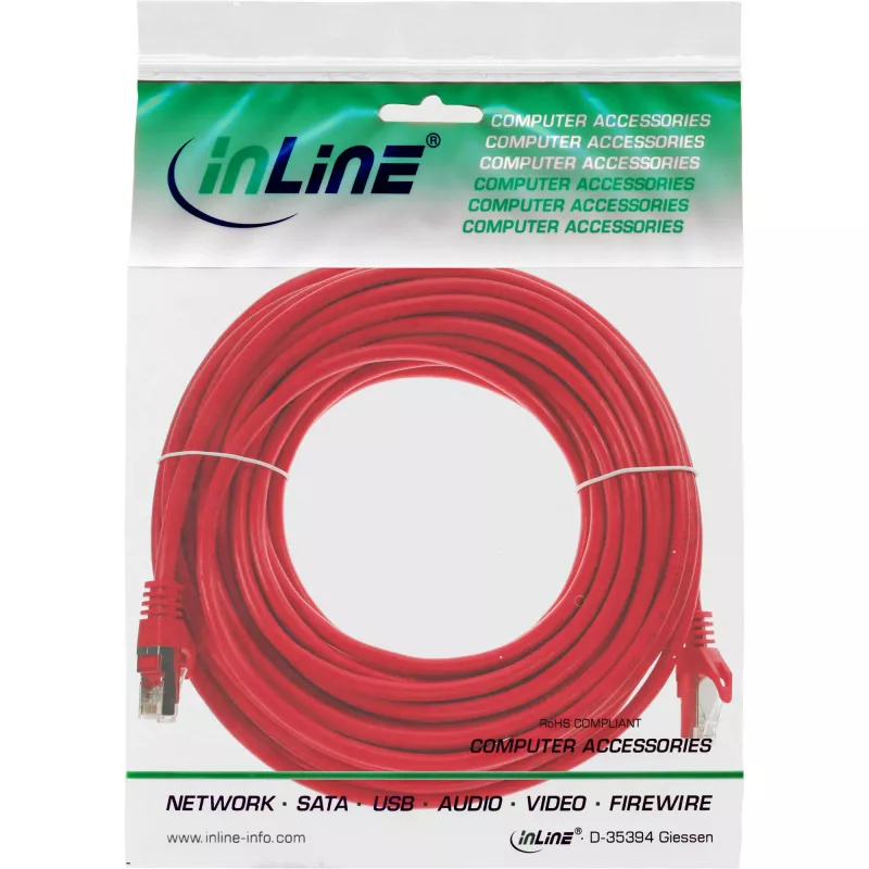 InLine Patch Cable SF/UTP Cat.5e red 10m