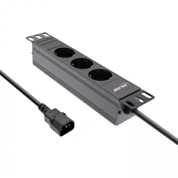 InLine 10 inch socket strip 3-way earthing contact C14 connection 3 AC outlets 10 A