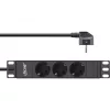 InLine 10 inch socket strip, 3-way earthing contact, without switch, 2m, black