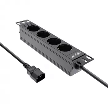 InLine 10 inch socket strip, 4-way earthing contact, C14 connection, w/o switch