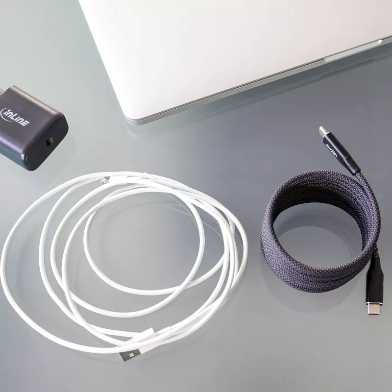InLine Magnetic USB-C cable, USB-C male/male, 100W, black, 2m