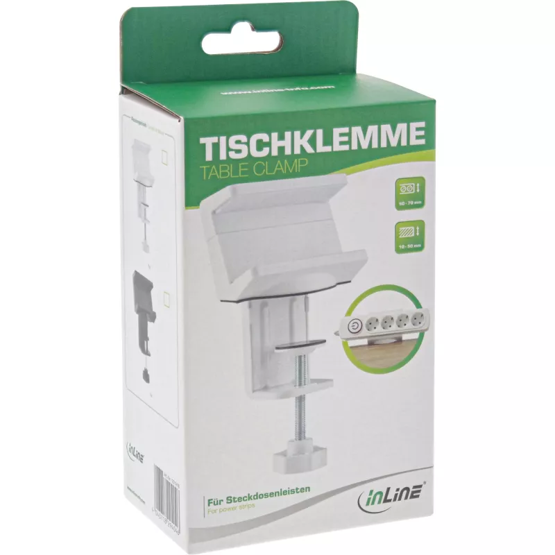 Power extension holder InLine 23191W white ABS steel 100mm width