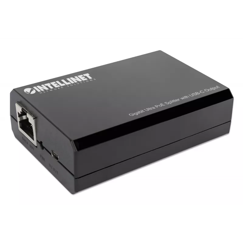 Intellinet PoE Splitter with USB-C Output, PoE++ / 4PPoE, Gigabit Ultra, IEEE 802.3bt, RJ45 In and Out Ports, Up to 45 W USB-C Output Port