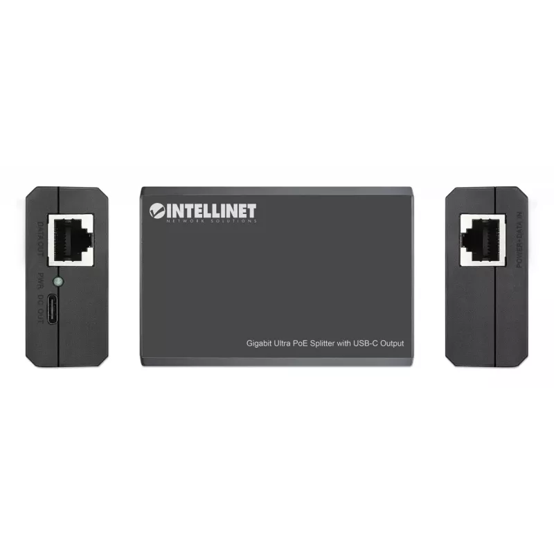 Intellinet PoE Splitter with USB-C Output, PoE++ / 4PPoE, Gigabit Ultra, IEEE 802.3bt, RJ45 In and Out Ports, Up to 45 W USB-C Output Port