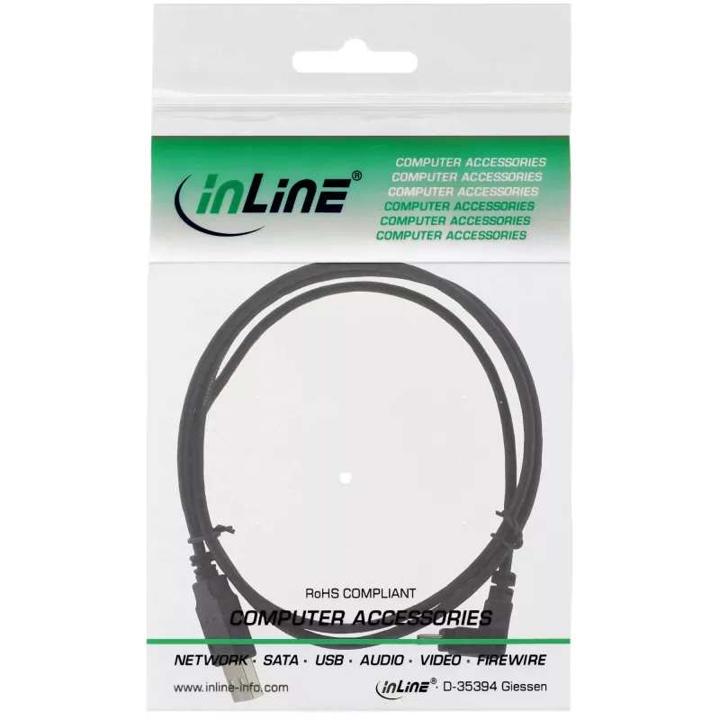 InLine USB Type A male / Mini-USB male 5 Pin down angled 90° black 2m