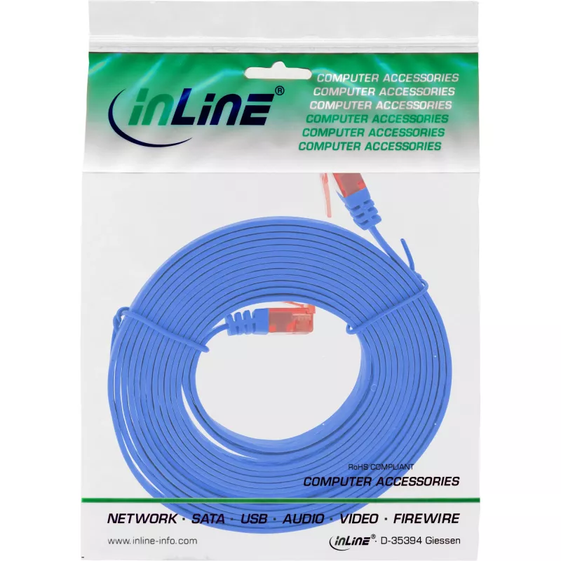 InLine Flat Ultraslim Patch Cable U/UTP Cat.6 Gigabit ready blue 1.5m