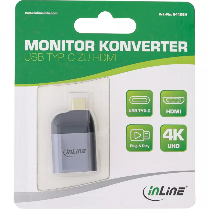 InLine USB Display Converter, USB-C male to HDMI female, 4K60Hz
