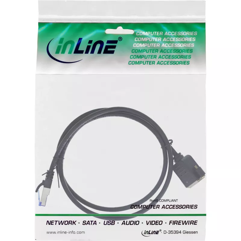 InLine Patch cable built-in extension, S/FTP (PiMf), Cat.6A, LSZH, copper, 0.5m