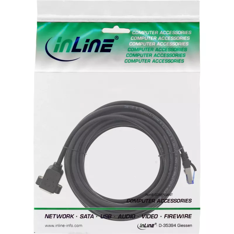 InLine Patch cable built-in extension, S/FTP (PiMf), Cat.6A, LSZH, copper, 10m