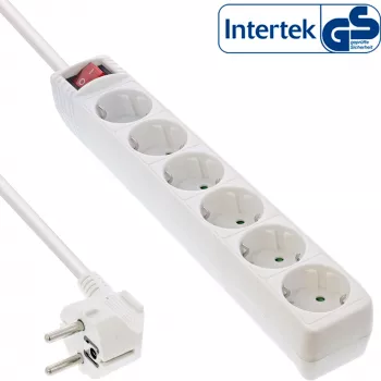 InLine Socket strip InLine 16461T 6-way earth contact CEE 7/3 white 1.5m