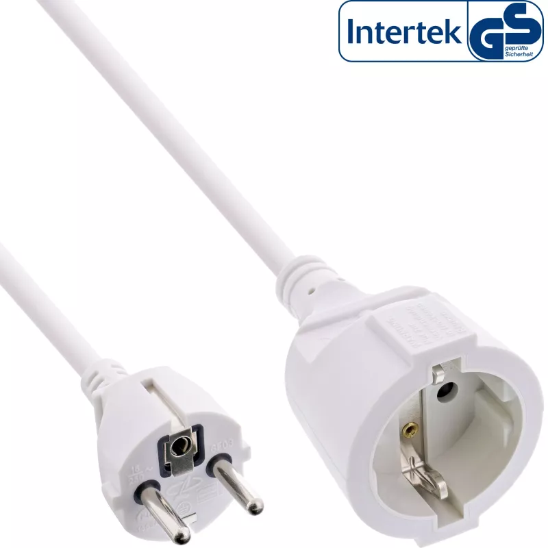 InLine Power extension cable, white, 7m