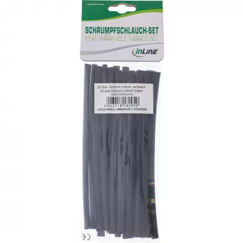 Heat shrink tubing InLine 200 mm length, 6 mm to 3 mm diameter, 20 pcs, black