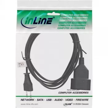 InLine Euro Type C Plug Power Extension male / female, black, 2m