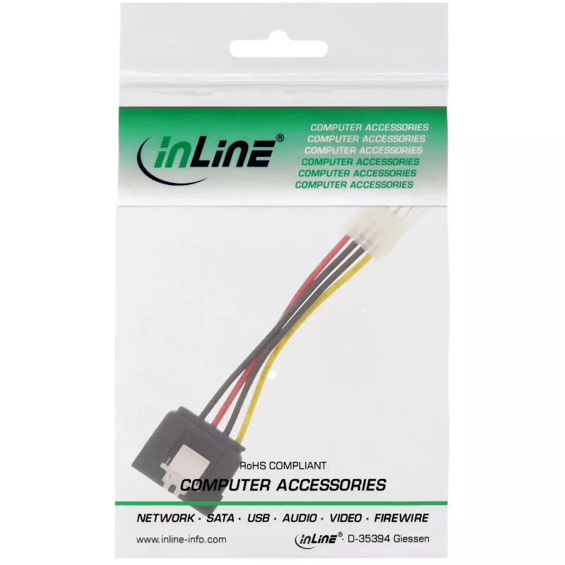 InLine SATA Power Adapter Cable 3.5 inch / 15 Pin SATA with latch 0.15m