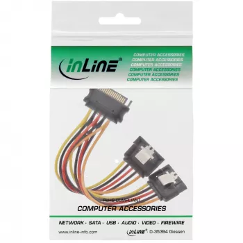 InLine SATA Power Y-Cable female / 2x male with safety latch, 0.30m