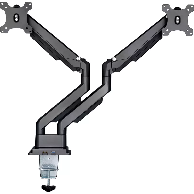 InLine desk mount w/ lift and USB/Audio, 2 monitors up to 81cm (32 inch),black