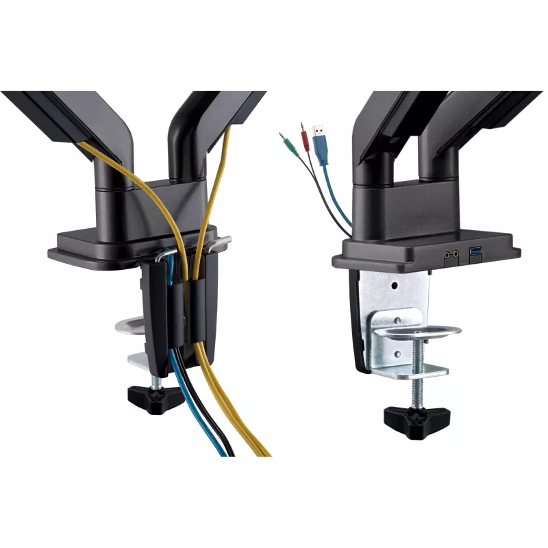 InLine desk mount w/ lift and USB/Audio, 2 monitors up to 81cm (32 inch),black