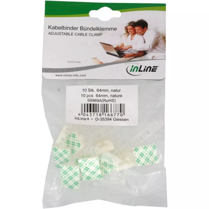 InLine Ajustable Cable Clamp 94mm nature 10pcs
