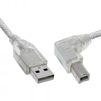 InLine USB 2.0 Cable right angled Type A male / B male transparent 3m