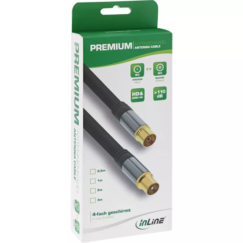 Antenna cable InLine Premium 69203P 4x shielded >110dB black 3m