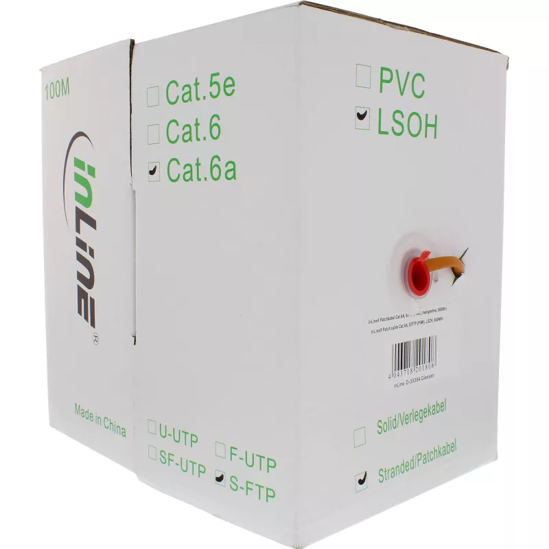 InLine Patch Cable S/FTP PiMF Cat.6A halogen free 500MHz orange 100m