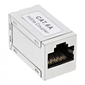 InLine Cat.6A adaptor, fully shielded, metal, 2x RJ45 F/F, 1:1
