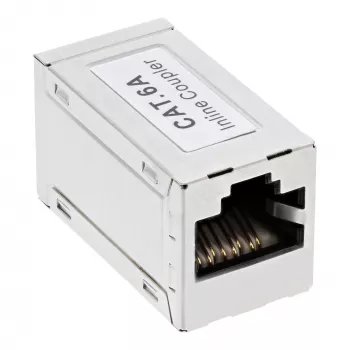 InLine Cat.6A adaptor, fully shielded, metal, 2x RJ45 F/F, 1:1