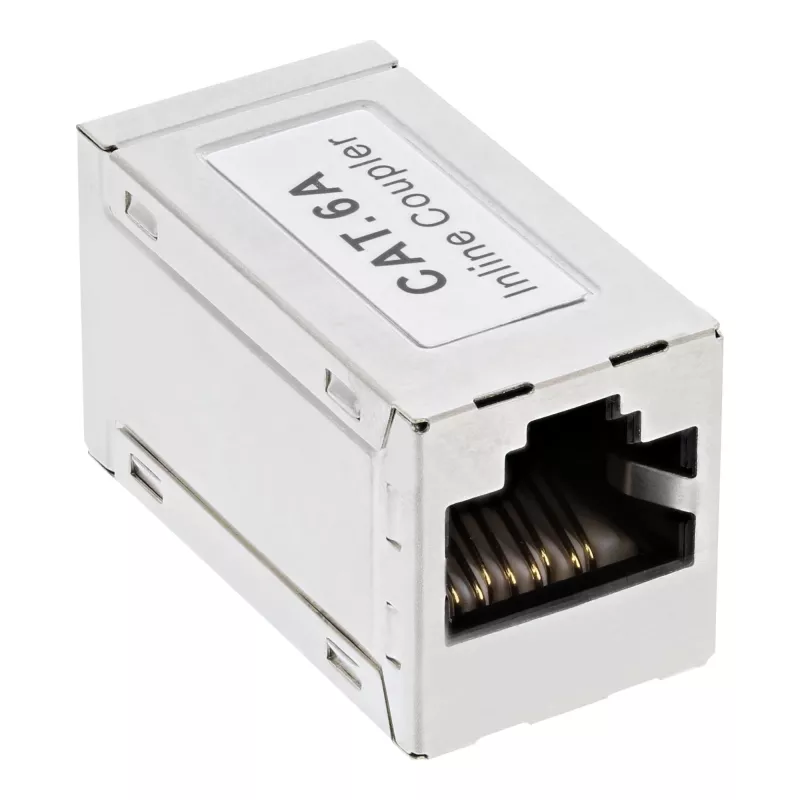 InLine Cat.6A adaptor, fully shielded, metal, 2x RJ45 F/F, 1:1