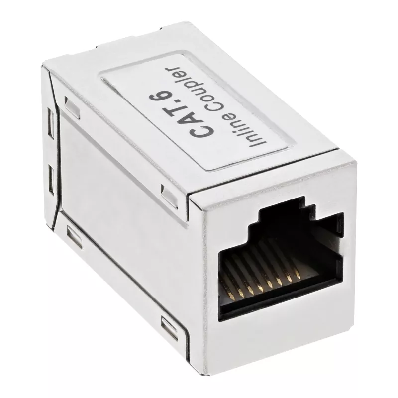 InLine Cat.6 adaptor, fully shielded, metal, 2x RJ45 F/F, 1:1
