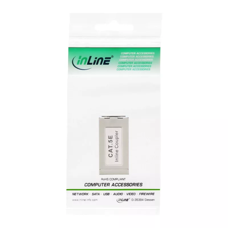 InLine Cat.5e adaptor, fully shielded, metal, 2x RJ45 F/F, 1:1
