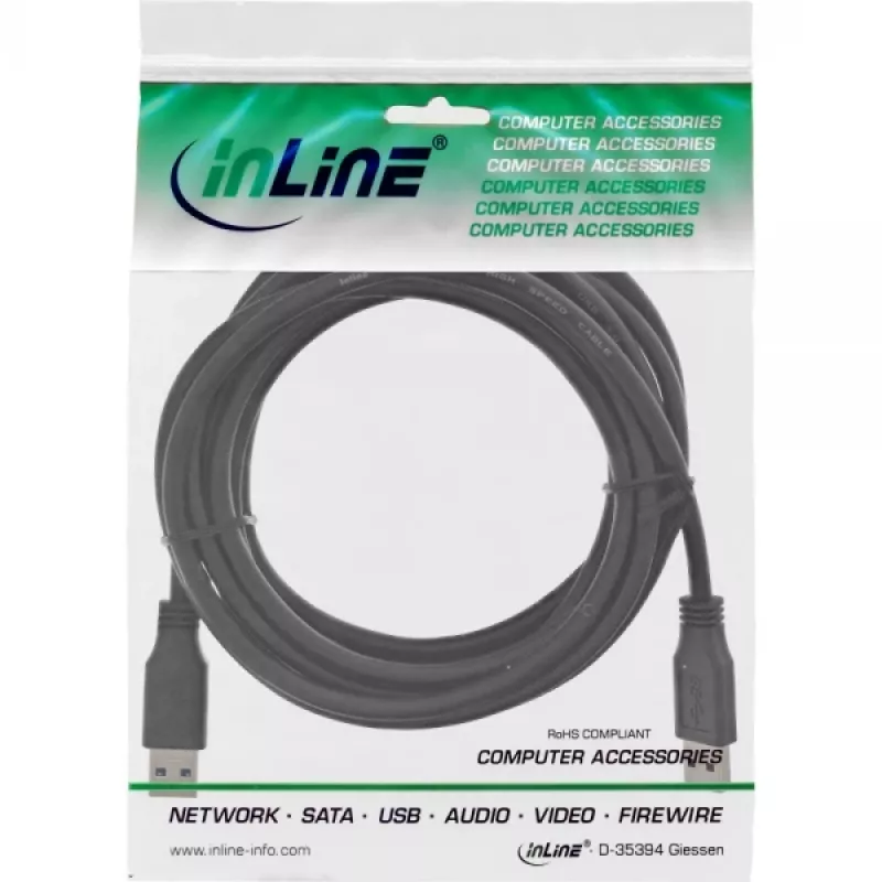 InLine USB 3.2 Gen.1 Cable Type A male / A male, black, 3m