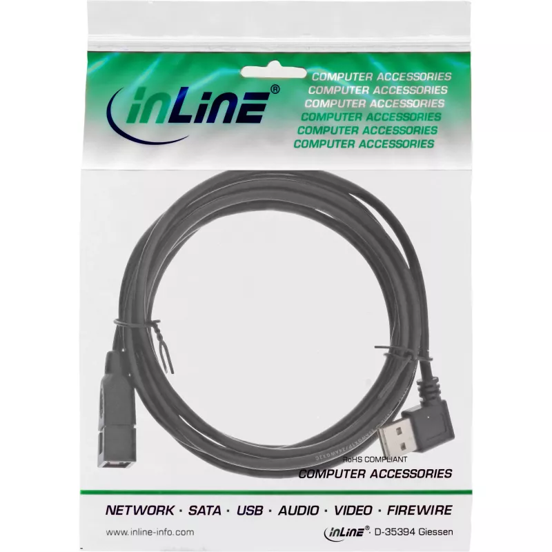 InLine USB 2.0 Smart Cable angled + reversible Type A male / female black 2m