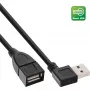 InLine USB 2.0 Smart Cable angled + reversible Type A male / female black 0.2m