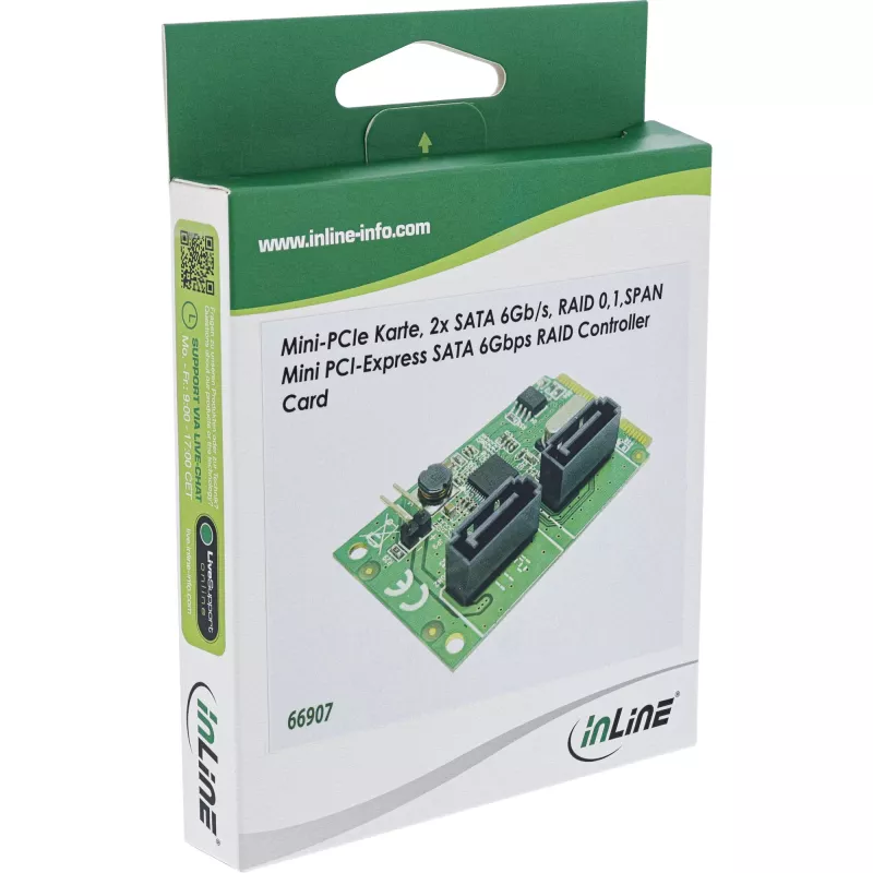 InLine Mini-PCIe 2.0 Card 2x SATA 6Gb/s RAID 0 / 1 / SPAN