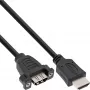HDMI 4K2K Adapter Type A male / A female with flange 0.6m InLine 17500B