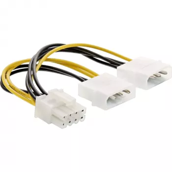 InLine Power adaptor cable, 2x 5.25 inch male / 8pin PCI-Express male, 0.15m