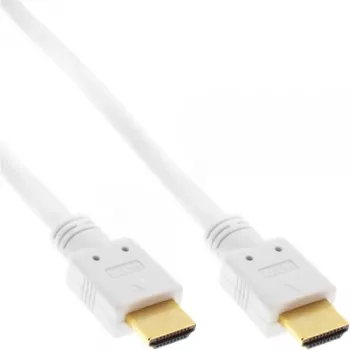 InLine High Speed HDMI Cable with Ethernet, M/M, white, golden contacts, 2m