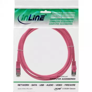InLine Patch Cable SF/UTP Cat.5e Pink 0.25m