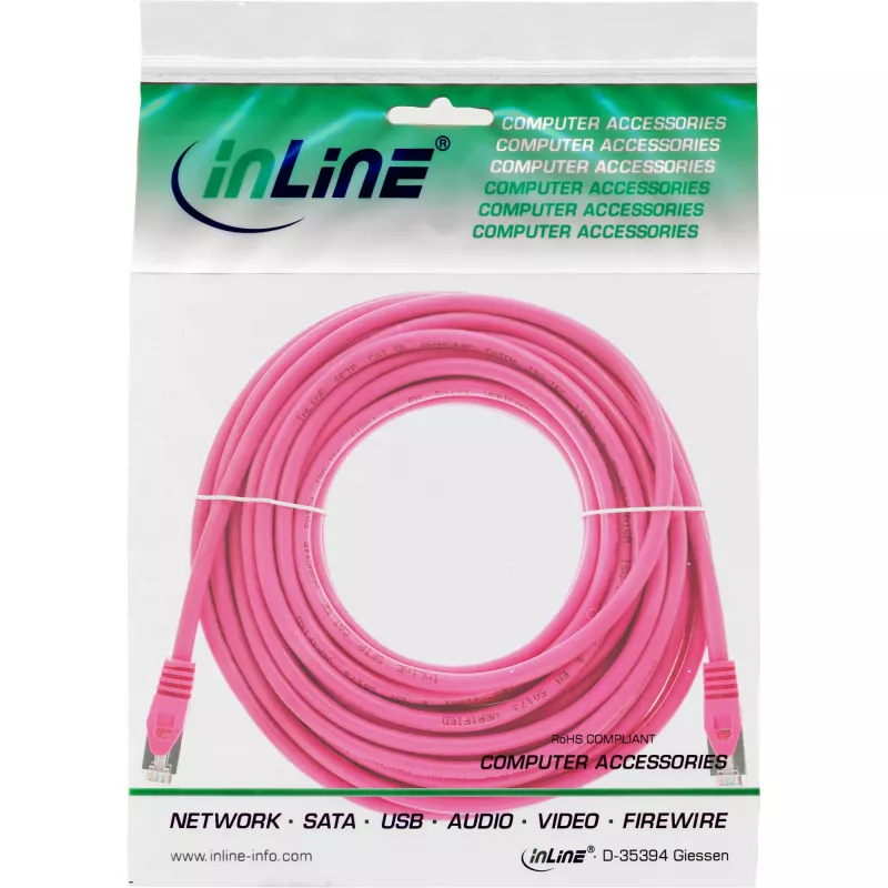 InLine Patch Cable SF/UTP Cat.5e Pink 20m