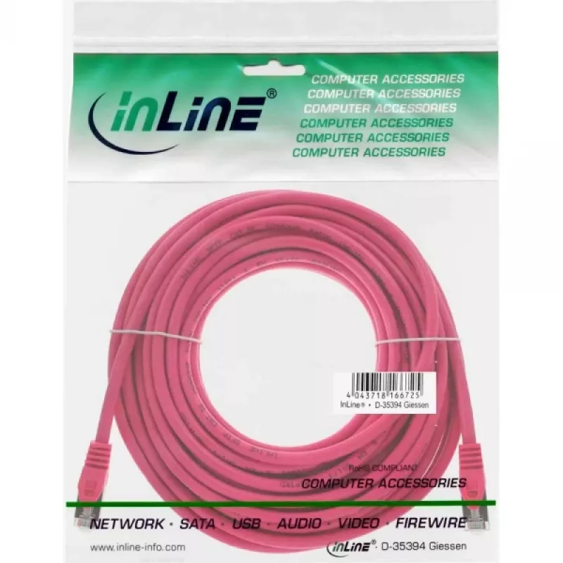 InLine Patch Cable SF/UTP Cat.5e Pink 15m