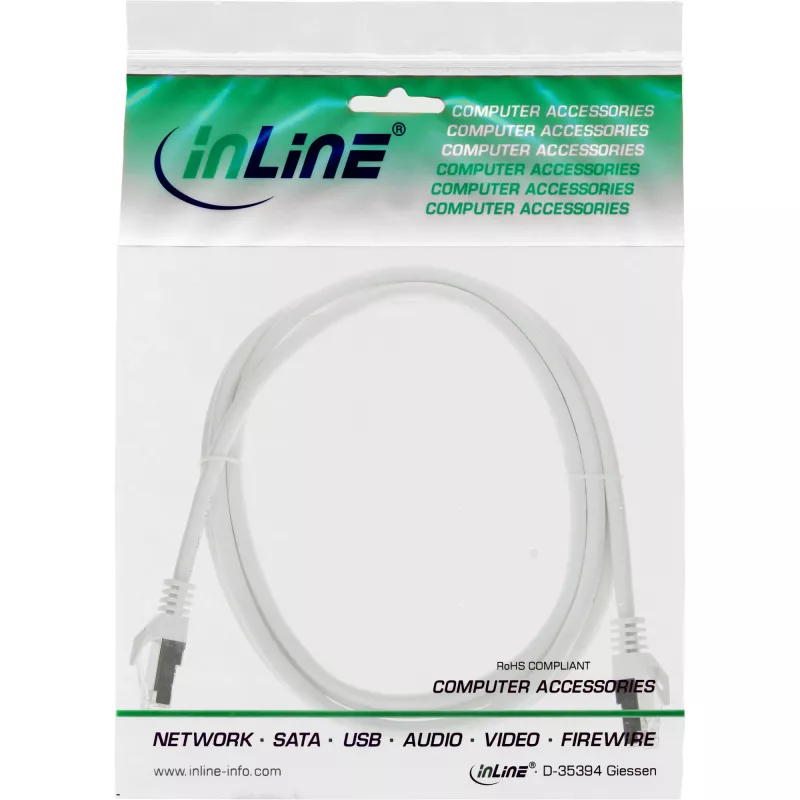 InLine Patch Cable SF/UTP Cat.5e white 1m