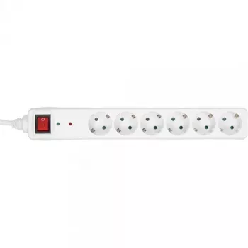 InLine Socket strip CEE 7/3, 6-way, overvoltage protection, switch, white