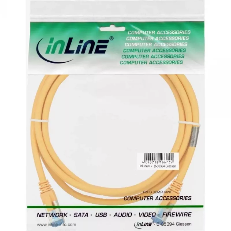 InLine Patch Cable S/FTP PiMF Cat.6A halogen free 500MHz yellow 1.5m
